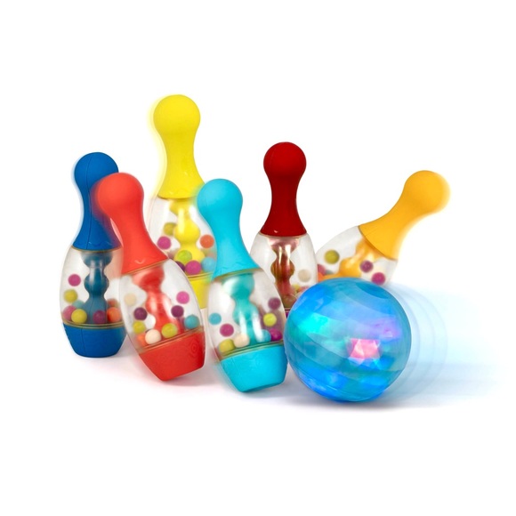 NEW - Kids 2+ Light Up Bowling Set Color changing Flashing Ball & 6 Rattle Pins - Picture 5 of 8